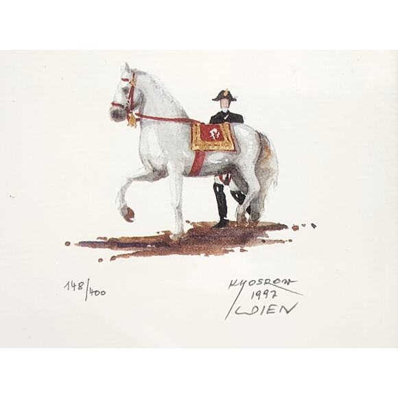 ORIGINAL WATERCOLOR PICTURE-Dr. Khosrow Salehi-Military-Equestrian Military - Picture 3 of 9